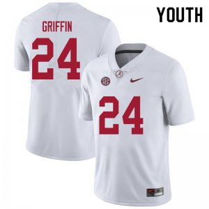 NCAA Youth Alabama Crimson Tide #24 Clark Griffin Stitched College 2020 Nike Authentic White Football Jersey CW17D32RQ